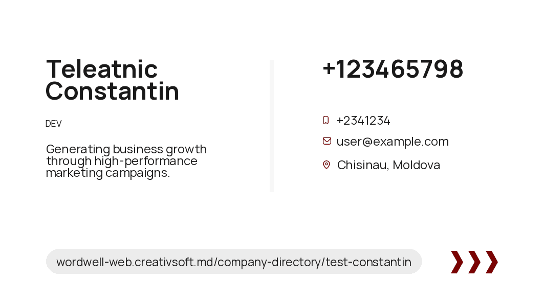 Test Constantin — business card back